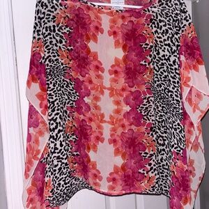 Jaclyn Smith Pink and Coral Floral & Leopard Print Tunic